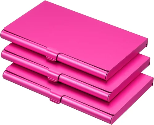 Vista 10 de PATIKIL Portatarjetas de visita, 3 piezas de aleación de aluminio, funda delgada para tarjetas de nombre para mujeres y hombres, color negro