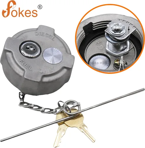 Vista 2 de Fokes (1 PIEZA) Tapa de combustible de diésel con bloqueo de 2 1/4" (Ø57.6±0.3mm) Compatible con camiones semi MD International, remolques