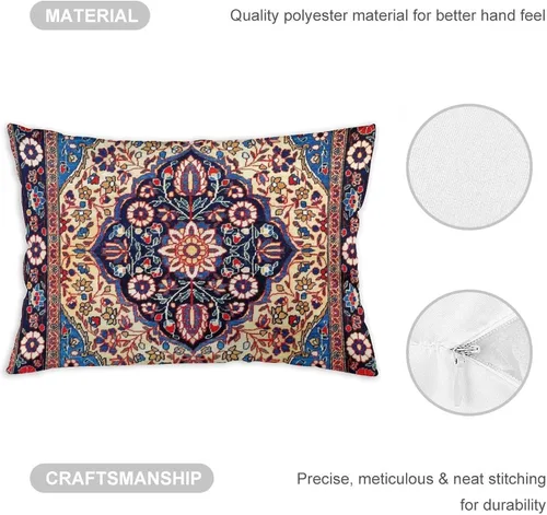 Vista 3 de Kashan - 19 fundas de almohada con estampado central persa de 12 x 20 pulgadas, fundas de almohada decorativas de terciopelo suave para decoración