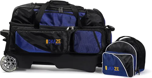 Vista 2 de Rodillo de Bolos para 3 Bolas + 1 Bolsa Adicional para 1 Bola de Color a Juego Azul-negro