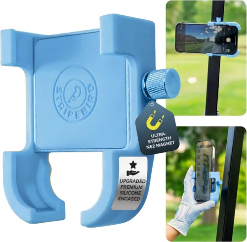 Vista 15 de Stripebird - Soporte Magnético Original para Teléfono de Golf - Accesorio para Carrito de Golf - Montura delgada para Smartphone - Almacena y Accede