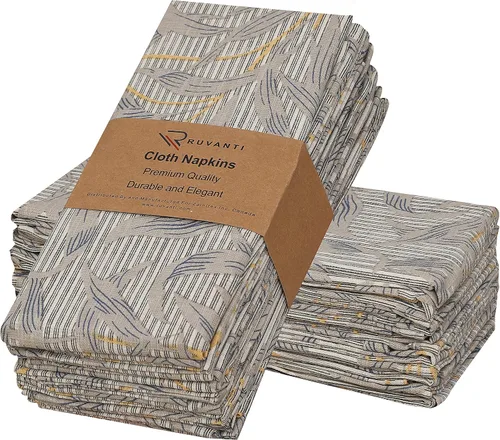 Vista 10 de Ruvanti - Servilletas de tela, paquete de 6, 45x45 centímetros, 100% algodón, lavables, suaves y absorbentes, perfectas para bodas, cenas de Belleza