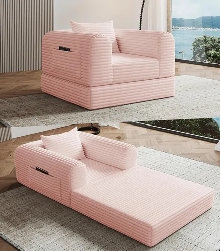 Vista 12 de Sillón versátil 2 en 1 sin hueso, tumbona para interiores, sillas convertibles, sofá cama, sofá cama plegable de gran tamaño, cómodo sofá futón