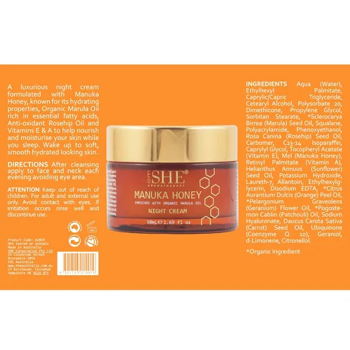 Vista 6 de Om She Crema de noche de miel de manuka aromaterapia