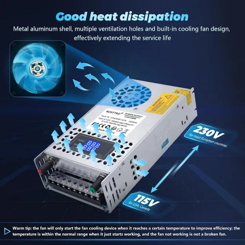 Vista 3 de Fuente de alimentación CC ajustable de 24V 600W, fuente de alimentación conmutable CA 110V/220V a CC 0-24V convertidor CC con pantalla digital LED