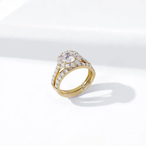Vista 5 de Tienda Essentials Anillo de plata de ley con halo de flores con circonita cúbica de elementos infinitos