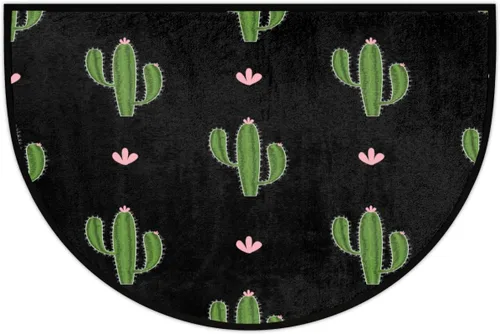 Vista 7 de Tapete semicircular con estampado de cactus tropical, antideslizante, absorbente, lavable, de bienvenida, para el hogar, interior, entrada, zonas