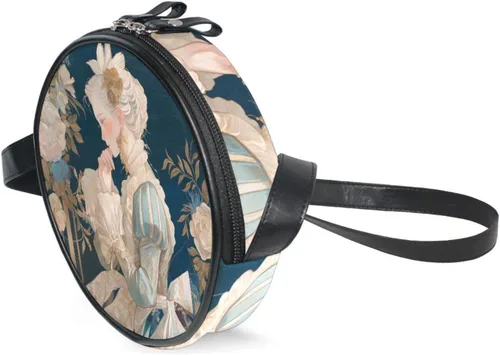 Vista 2 de Retro Court Style Mujer Rococó Art Round Cute Crossbody Bolsas para Damas Moda con Correa Ajustable Pequeños Bolsos Ir de Compras Bolso Messenger