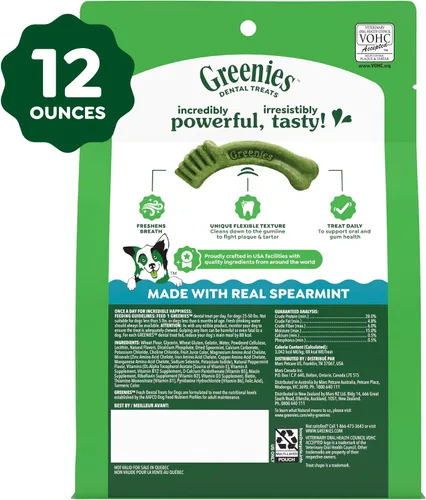 Vista 10 de Greenies Regular Natural Dental Dog Treats, Fresh Mint Flavor, 12 Count