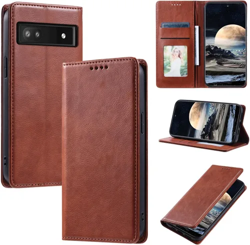 Vista 40 de Funda de cuero compatible con Google Pixel 7, compatible con Google Pixel 7 5G GVU6C GQML3 Flip Folio PU Funda de cuero negro