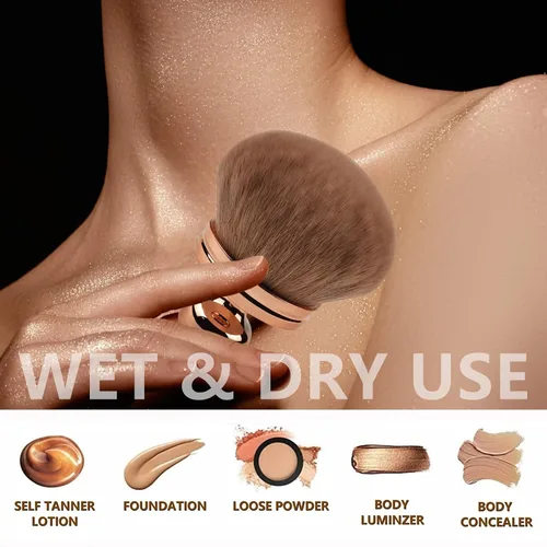 Vista 4 de Brocha de maquillaje corporal extra grande para autobronceador, aplicador de espalda autobronceadora, cepillo Kabuki de cabeza ancha de 2.913 in