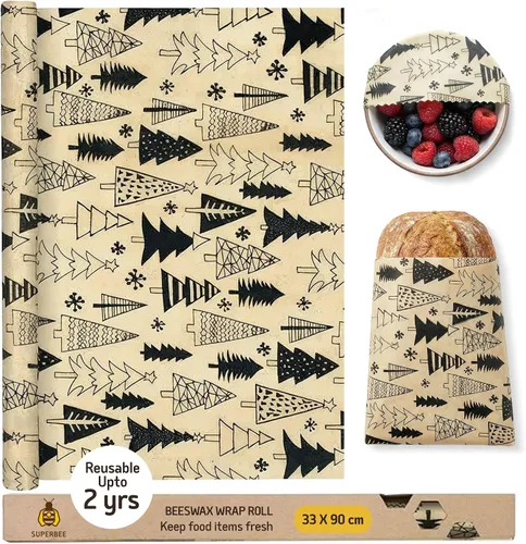 Vista 9 de SUPERBEE Envolturas reutilizables de cera de abeja para alimentos, rollo de cera de abeja XL (35 x 13 pulgadas), papel de envoltura de abejas
