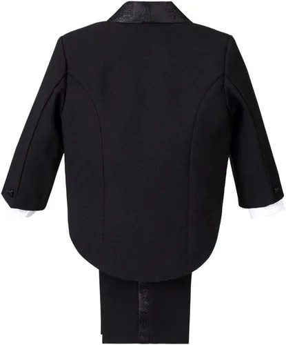 Vista 2 de Dressy Daisy Traje de esmoquin con cola para bebés y niños, talla 12-24 meses y 2T a 4T, color negro, blanco marfil
