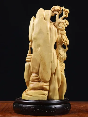 Vista 4 de Escultura de mesa, escultura de Buda, estatua de boj de 6.3 in, escultura de Guanyin, tallado de madera, estatua de Buda Guan Yin, decoración