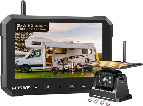 Vista 10 de FEISIKE Cámara de respaldo, visión nocturna IR 1080P con monitor, cámara de visión trasera plug-play fácil de instalar, gran angular de 150 grados