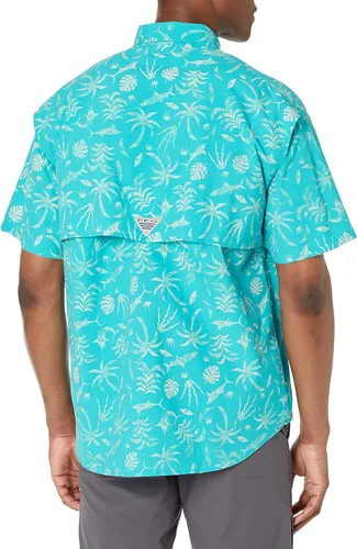 Vista 2 de Columbia Camisa de manga corta para hombre, Ocean Teal Reel Shores, S