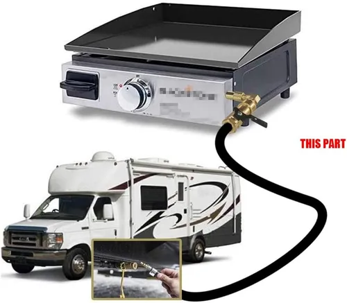Vista 2 de MENSI Adaptador de conexión rápida/descuento RV de 1/4 pies con codo para Blackstone Parrilla de camping de mesa de gas propano de 17 pulgadas y 22