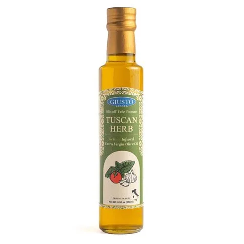 Vista 5 de Giusto Sapore Juego de regalo de aceite de oliva infundido con albahaca, trufa negra, hierba toscana, ajo picante, romero, caja de regalo de 5