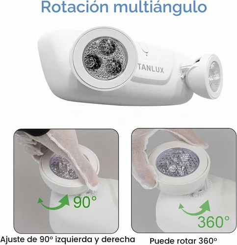 Vista 3 de TANLUX Luces de emergencia LED con batería de respaldo, dos cabezales ajustables para luces comerciales, certificación UL, CA 120/277V, cableadas