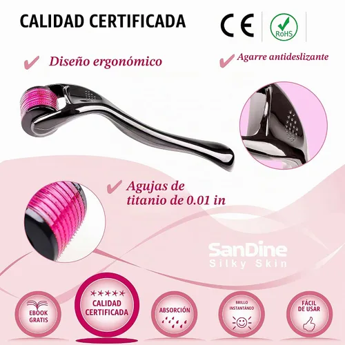 Vista 6 de Microneedle Derma Roller – 540 Micro pines sistema de cuidado de la piel – Rodillo de Titanio dermatológico – Ideal para mantener tu piel jóven