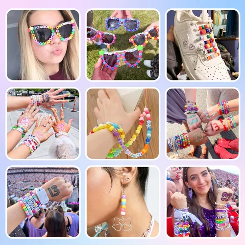 Vista 4 de Kit de fabricación de pulseras de amistad con 2400 cuentas de pony, 72 colores, 9 mm, cuentas de arcoíris Kandi a granel, cuentas de letras