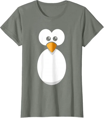 Vista 13 de Camiseta divertida con diseño de cara de pingüino o disfraz fácil, color negro, talla S