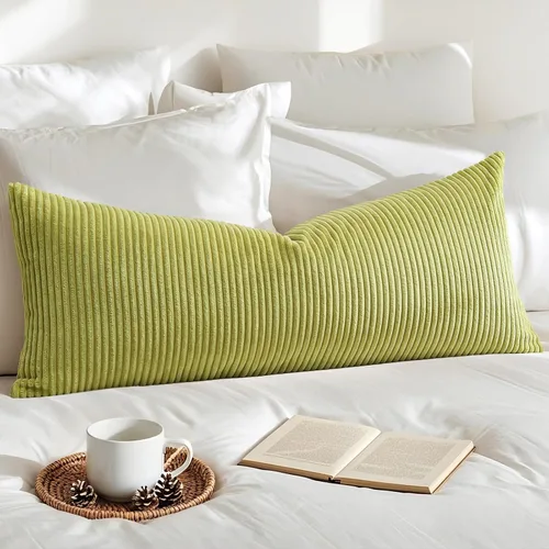 Vista 44 de Artscope Fundas de Almohada de Pana a Rayas Acogedoras Súper Suaves Decorativas Cuadradas Fundas de Almohada Fundas de Cojín para Sofá Sofá Amarillo