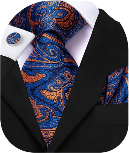 Vista 34 de Dubulle Corbata tejida de cachemira para hombre y gemelos de pañuelo para hombre, conjunto de gemelos para boda formal y negocios