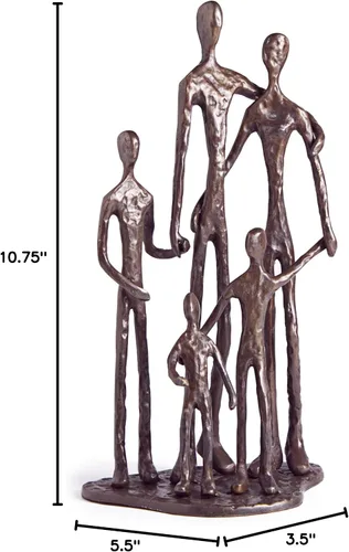 Vista 4 de Danya B. Decoración de estantes para el hogar (ZD11021) – Arte de metal fundido en arena escultura de bronce familia de cinco – Forrado