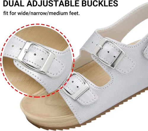 Vista 2 de Sandalias ajustables de doble hebilla para niñas y niños, zapatos de verano ligeros con velcro para niños pequeños y grandes