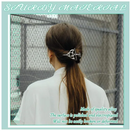 Vista 5 de WILLBOND 2 piezas de accesorios vikingos para el cabello, pinzas para el cabello, nudo celta, horquilla triangular, dijes minimalistas