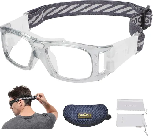 Vista 11 de Gafas deportivas – Gafas protectoras de baloncesto con lente extraíble y correa ajustable para gafas