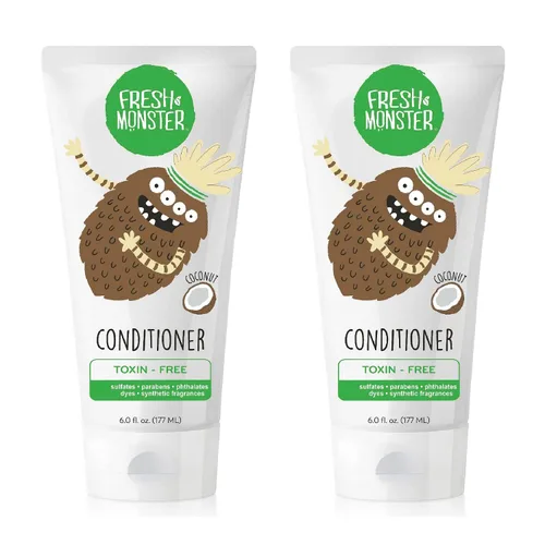 Vista 8 de Fresh Monster Acondicionador de cabello para niños, sin toxinas, hipoalergénico y natural, acondicionador para el cabello para niños, coco (6 onzas)