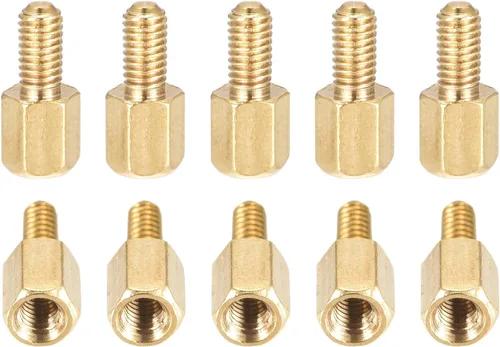 Vista 7 de DTGN M3x4x4mm (DxHLxML) - Separador hexagonal de latón -100Pack- Bueno para máquinas electrónicas - Tuercas de tornillo espaciadoras macho a hembra