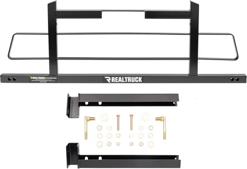 Vista 7 de RealTruck Backrack Marco de Estante Semi-Persianas + Kit de Hardware para uso con Caja de Herramientas de 21", Combo Sin Perforación, Negro