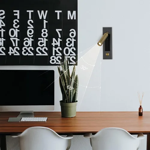 Vista 6 de Lámpara LED para dormitorio, lámpara de pared para cabecero, luz de lectura de mesita de noche, lámparas de pared con interruptor de pulsador