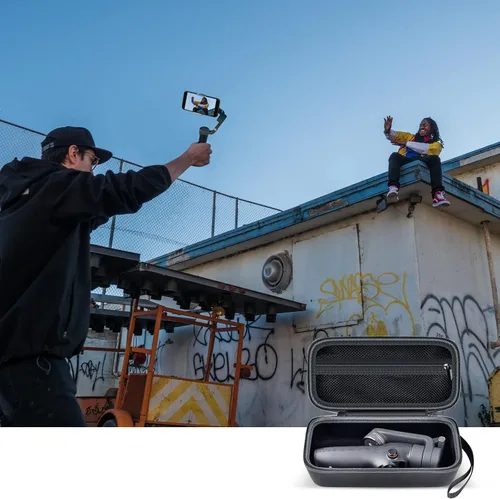 Vista 7 de ALKOO Funda protectora EVA para DJI Osmo Mobile 8, 7 y 7P, diseñada para almacenamiento seguro, viajes y uso de vlogging