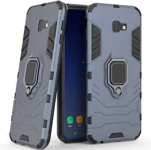 Vista 9 de Compatible con Galaxy J4+ (2018), soporte de anillo de metal, a prueba de golpes, parachoques duro (funciona con soporte magnético para automóvil)
