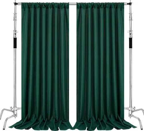 Vista 18 de MoKoHouse Cortinas de telón de fondo negro de 10 x 8 pies, cortina negra para telón de fondo de Halloween, tela gruesa y sólida, 2 paneles de 5 x 8