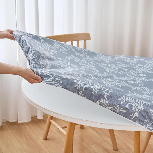 Vista 50 de LIBERECOO Mantel redondo de vinilo ajustable con reverso de franela, borde elástico, impermeable, resistente a las manchas, mantel lavable