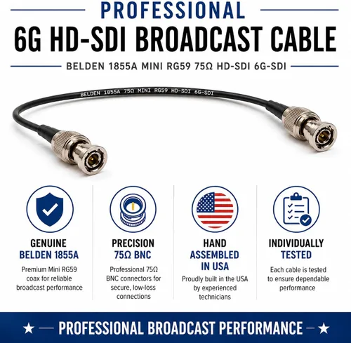 Vista 3 de AV-Cables Cable BNC 3G/6G HD SDI Mini RG59 - Belden 1855a (1.5 pies, negro)