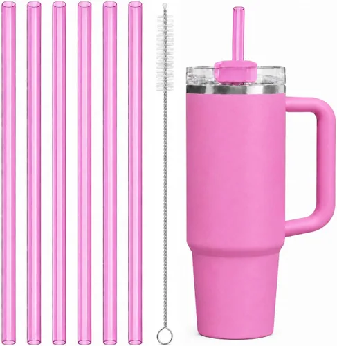 Vista 12 de Pajitas de repuesto compatibles con vaso Stanley Quencher de 20 onzas, popotes reutilizables de 8.5 pulgadas, accesorios para vasos de bebida