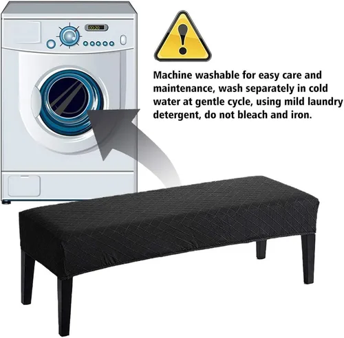 Vista 4 de Balana Fundas de banco de comedor jacquard, funda tapizada de elastano elástica, antipolvo, extraíble, lavable, protector de asiento para sala