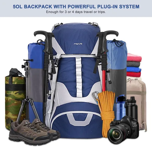 Vista 2 de MOSISO Mochila de senderismo 50L, mochila de camping impermeable