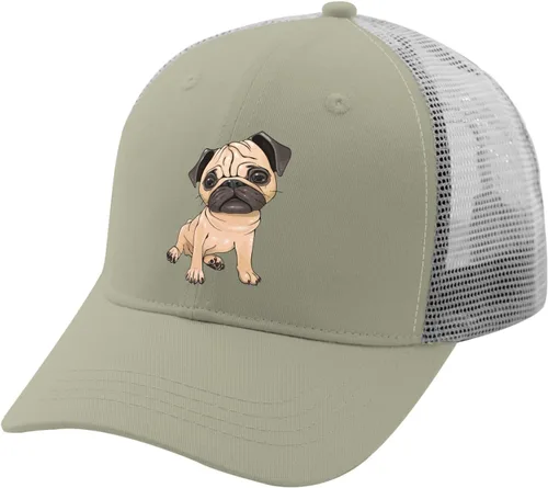 Vista 2 de Gorra de béisbol para hombre, diseño de perro carlino, estilo vintage, ajustable
