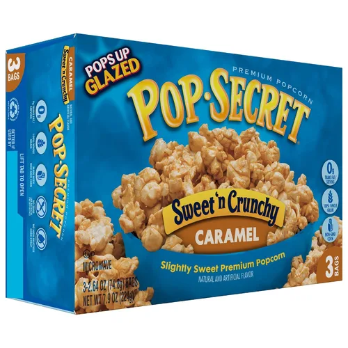 Vista 4 de Pop Secret Palomitas de Maíz para Microondas de Caramelo 3ct Regular, Caja de 7.92oz (Paquete de 1) - Palomitas de Maíz para Microondas, Palomitas