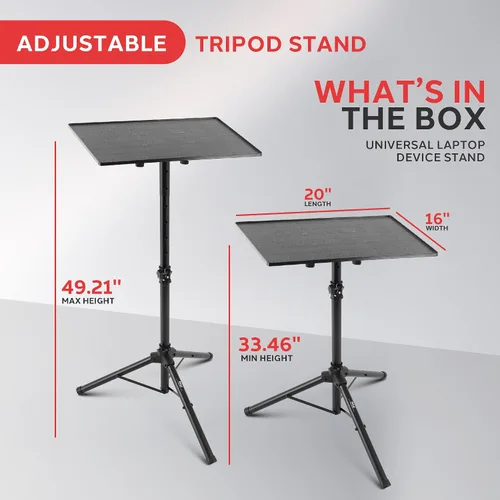 Vista 6 de Pyle portátil Proyector Soporte, Heavy Duty, trípode altura ajustable para presentaciones computadora portátil de DJ, Negro