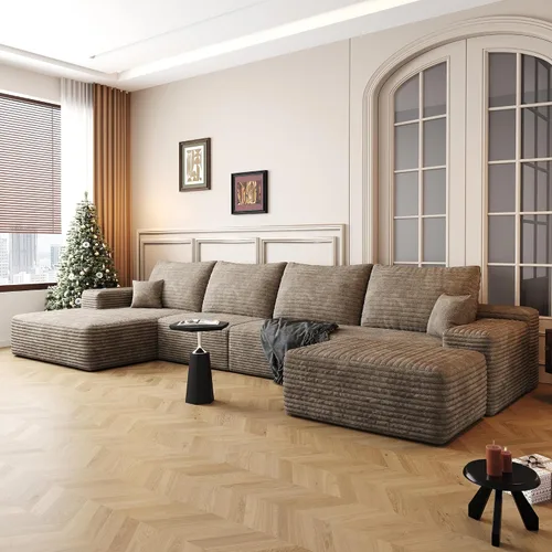 Vista 61 de Sofás seccionales de 105" para sala de estar, sofá cloud con forma de L tapizado, sofás modulares sin estructura rígida, sofá seccional moderno