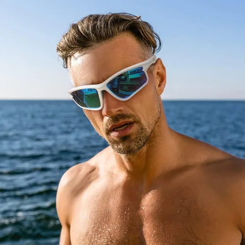 Vista 6 de DEAFRAIN Lentes de sol deportivos polarizados para hombres y mujeres, ciclismo, correr, conducir, pesca, TR90, marco irrompible, protección UV