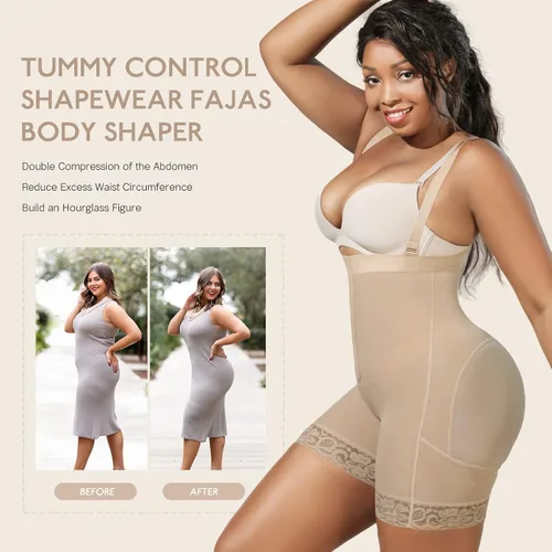 Vista 5 de BUXOMFEM Fajas Colombianas - Body moldeador de cintura para mujer con control de abdomen cuerpo completo levantamiento de glúteos busto abierto